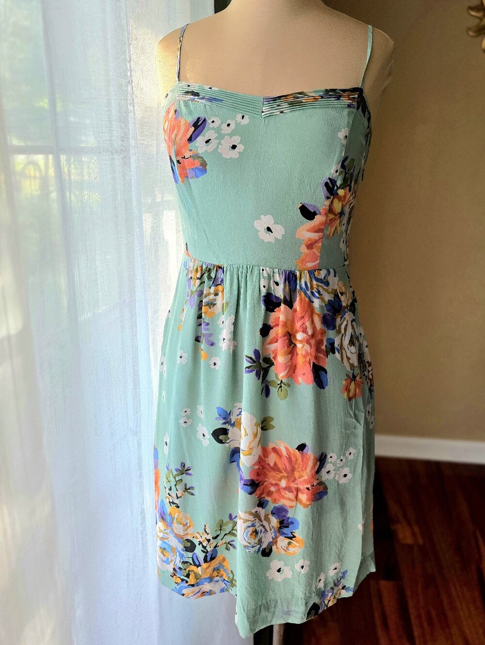 Moulinette Soeurs Silk Floral Dress 6 Smocked Fit Flare Anthropologie Cottagecor